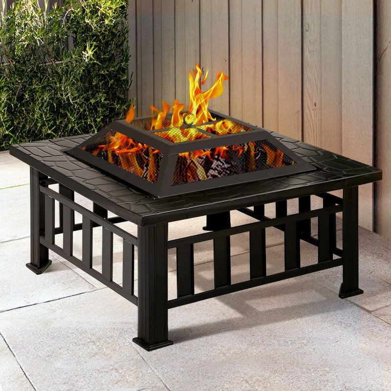 Fire Pit BBQ Table Grill Outdoor Garden Wood Burning Fireplace Stove - Payday Deals