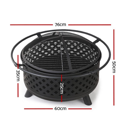 Fire Pit BBQ Grill Smoker Portable Outdoor Fireplace Patio Heater Pits 30" - Payday Deals