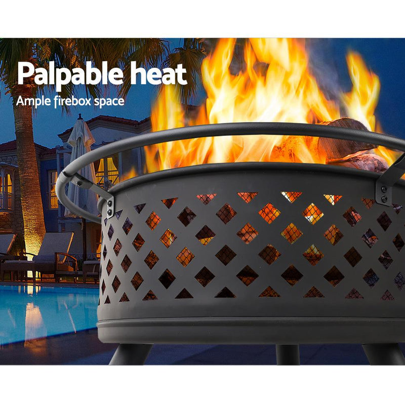 Fire Pit BBQ Grill Smoker Portable Outdoor Fireplace Patio Heater Pits 30" - Payday Deals