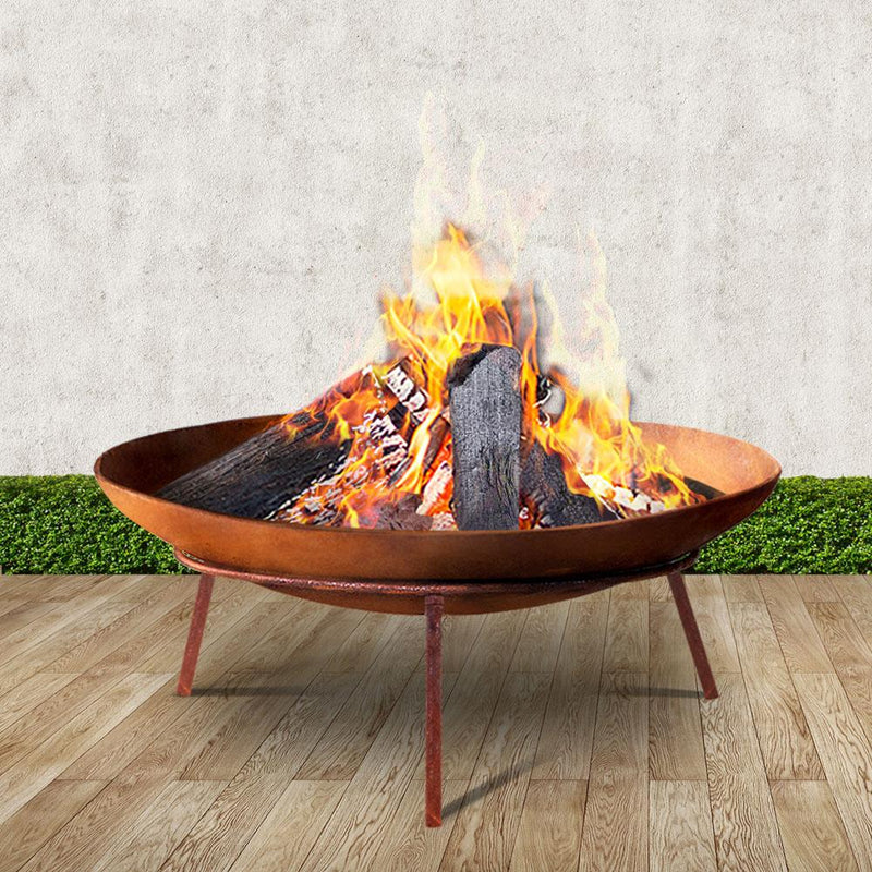 Grillz Rustic Fire Pit Heater Charcoal Iron Bowl Outdoor Patio Wood Fireplace 60CM - Payday Deals