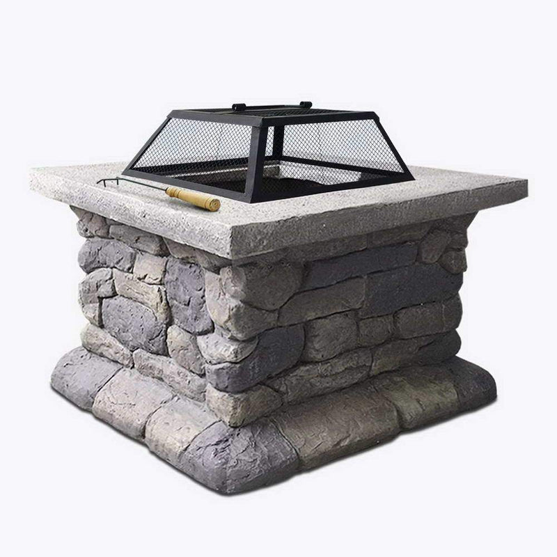 Grillz Fire Pit Outdoor Table Charcoal Garden Fireplace Backyard Firepit Heater - Payday Deals