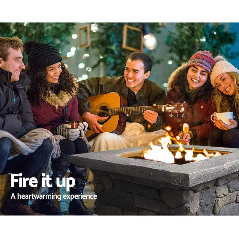 Grillz Fire Pit Outdoor Table Charcoal Garden Fireplace Backyard Firepit Heater - Payday Deals