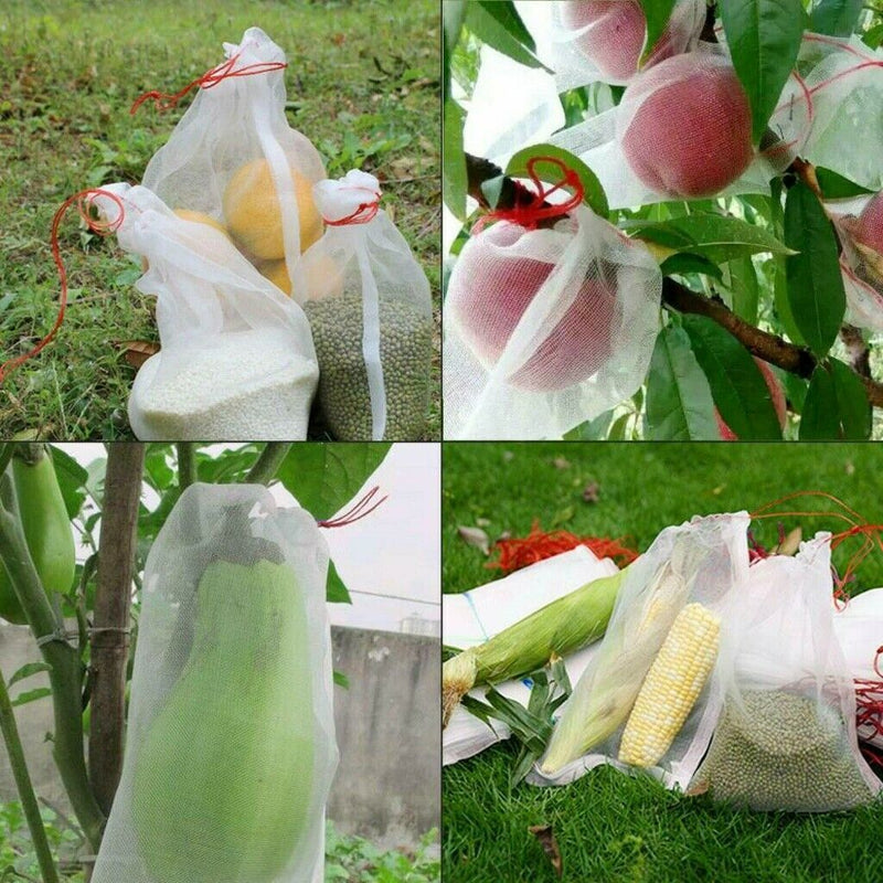 100x Fruit Net Bags Agriculture Garden Vegetable Protection Mesh Insect Proof