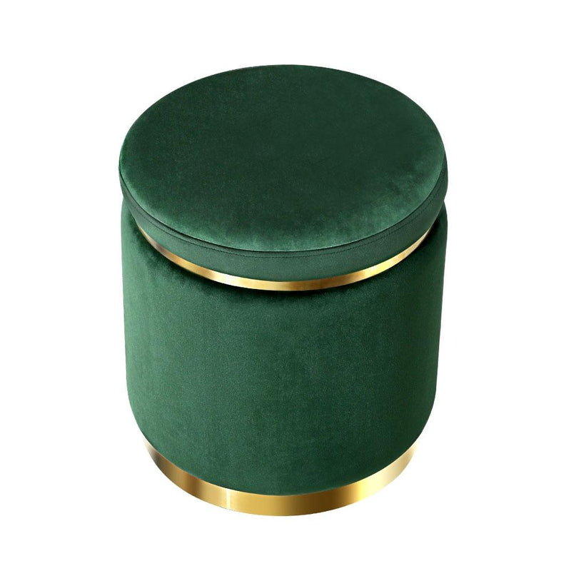 Artiss Ottoman Round Velvet Foot Stool Foot Rest Pouffe Padded Seat Pouf Green - Payday Deals