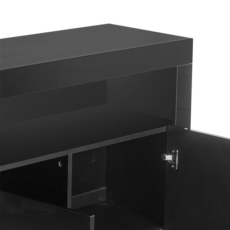 Levede Buffet Sideboard Storage Cabinet Modern High Gloss Furniture LED Black - Payday Deals