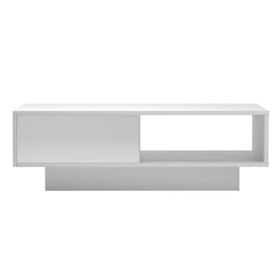 Artiss Coffee Table LED Lights High Gloss Storage Drawer Modern Furniture White