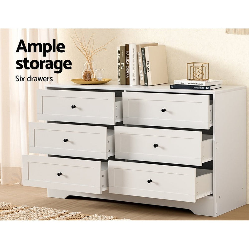 Artiss 6 Chest of Drawers Cabinet Dresser Table Tallboy Storage Bedroom White