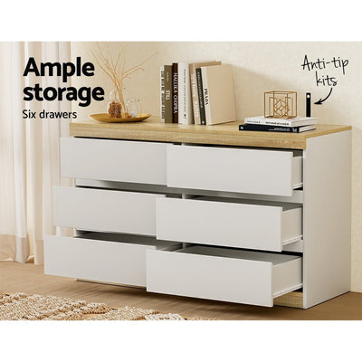 Artiss 6 Chest of Drawers Cabinet Dresser Table Tallboy Storage Bedroom White