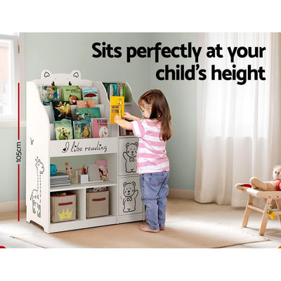 Keezi 4 Tiers Kids Bookshelf Storage Children Bookcase Toy Organiser Display