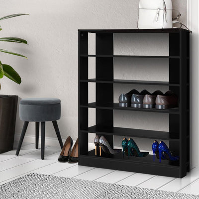 Artiss Shoe Cabinet Shoes Organiser Storage Rack 30 Pairs Black Shelf Wooden - Payday Deals