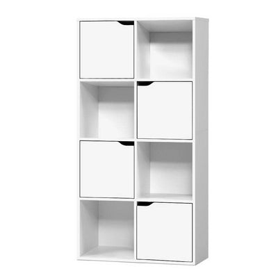 Artiss Display Shelf 8 Cube Storage 4 Door Cabinet Organiser Bookshelf Unit White - Payday Deals