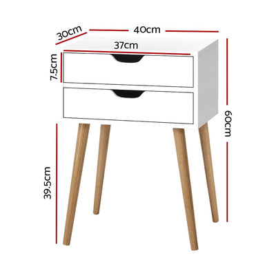 Artiss Bedside Tables Drawers Side Table Nightstand Wood Storage Cabinet White - Payday Deals
