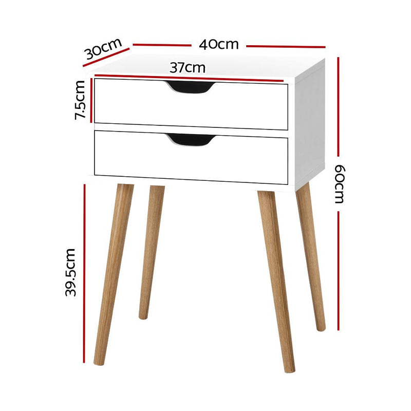 Artiss Bedside Tables Drawers Side Table Nightstand Wood Storage Cabinet White - Payday Deals