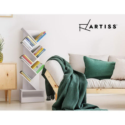 Artiss Display Shelf 7-Shelf Tree Bookshelf Book Storage Rack Bookcase White - Payday Deals