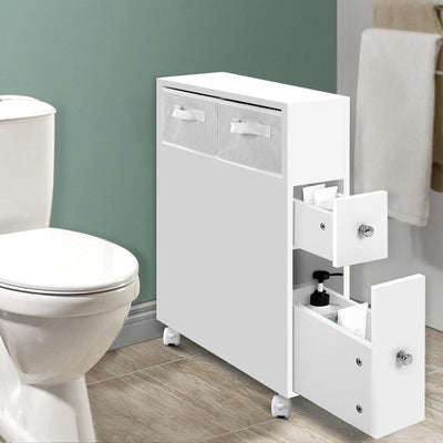 Artiss Bathroom Cabinet Toilet Storage Caddy Holder w/ Wheels - Payday Deals