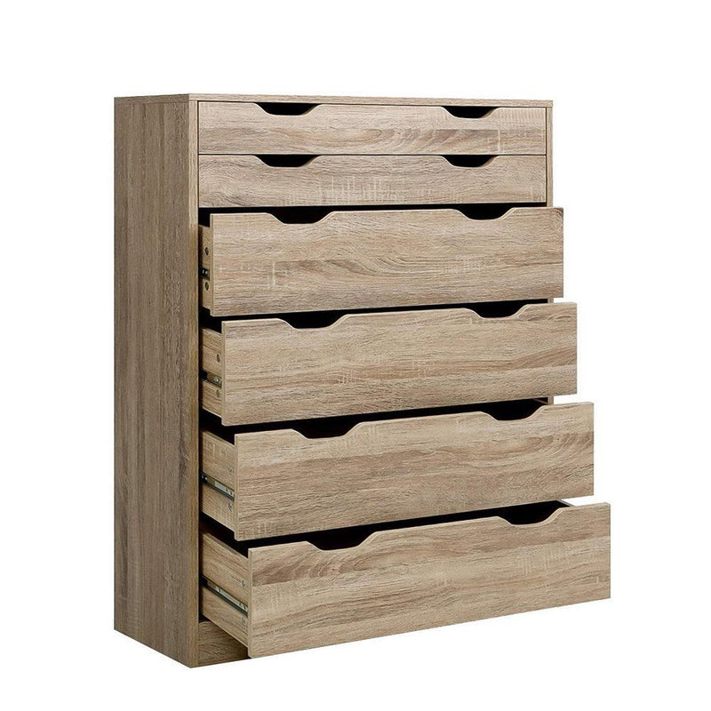 Artiss 6 Chest of Drawers Tallboy Dresser Table Storage Cabinet Oak Bedroom - Payday Deals