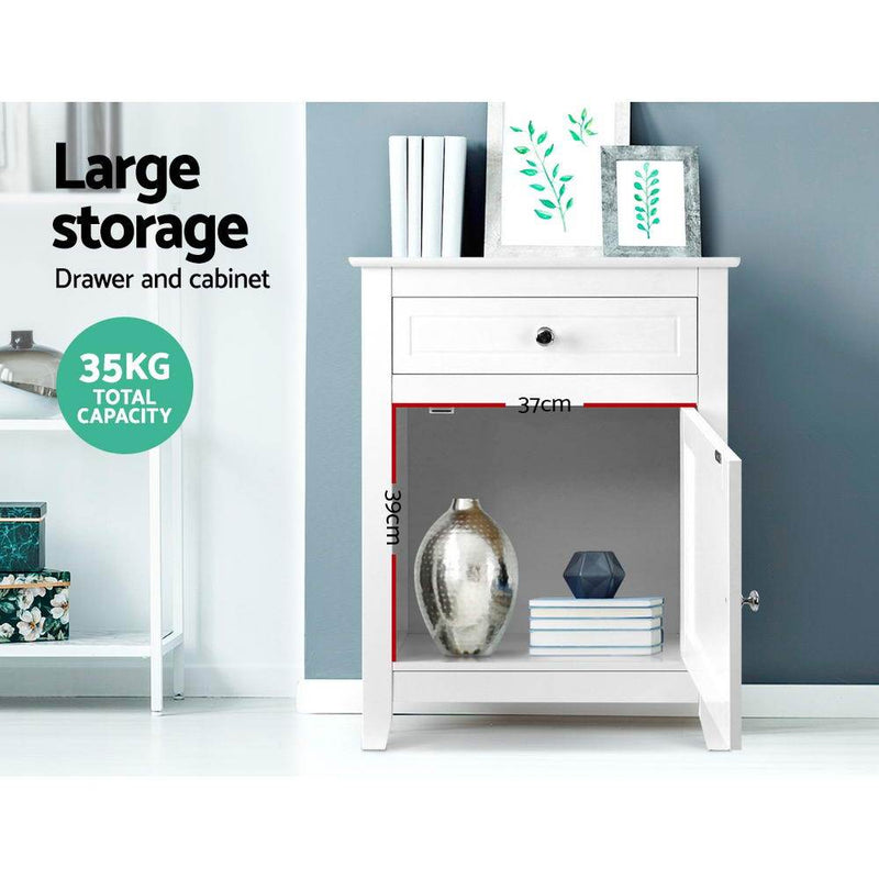 Artiss Bedside Tables Big Storage Drawers Cabinet Nightstand Lamp Chest White - Payday Deals
