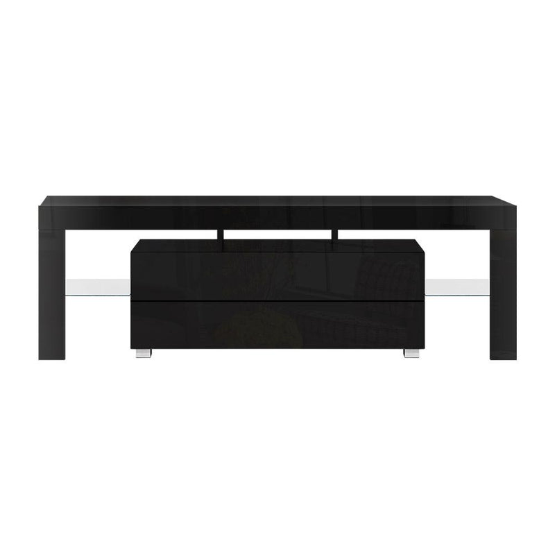 Artiss TV Cabinet Entertainment Unit Stand RGB LED Gloss Furniture 160cm Black - Payday Deals