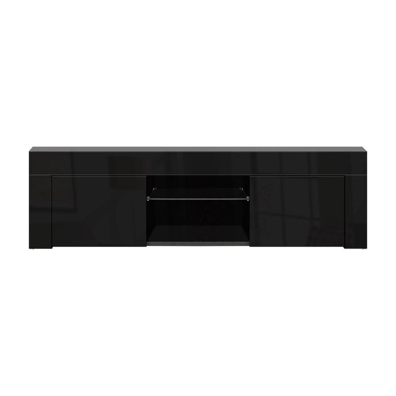Artiss 130cm RGB LED TV Stand Cabinet Entertainment Unit Gloss Furniture Black - Payday Deals