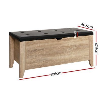 Artiss Storage Ottoman Blanket Box Leather Bench Foot Stool Chest Toy Oak Couch - Payday Deals