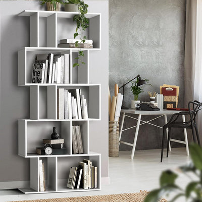 Artiss 5 Tier Bookshelf Display Shelf CD Cabinet Bookcase Stand Storage White - Payday Deals