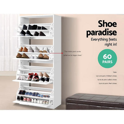Artiss 60 Pairs Shoe Cabinet Shoes Rack Storage Organiser Shelf Cupboard Drawer - Payday Deals