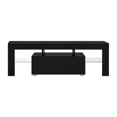 Artiss TV Cabinet Entertainment Unit Stand RGB LED Gloss Furniture 130cm Black - Payday Deals