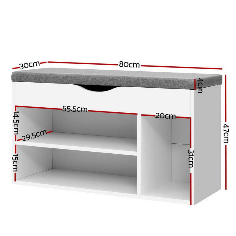 Artiss Shoe Cabinet Bench Shoes Organiser Storage Rack Shelf White Cupboard Box - Payday Deals