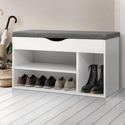 Artiss Shoe Cabinet Bench Shoes Organiser Storage Rack Shelf White Cupboard Box - Payday Deals