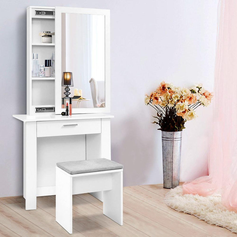 Artiss Dressing Table Mirror Stool Mirror Jewellery Cabinet Makeup Storage Desk - Payday Deals