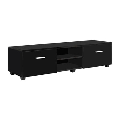 Artiss 140cm High Gloss TV Cabinet Stand Entertainment Unit Storage Shelf Black - Payday Deals