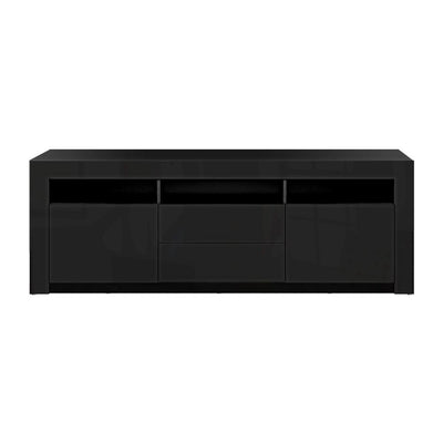 Artiss TV Cabinet Entertainment Unit Stand RGB LED High Gloss Furniture Storage Drawers Shelf 180cm Black - Payday Deals