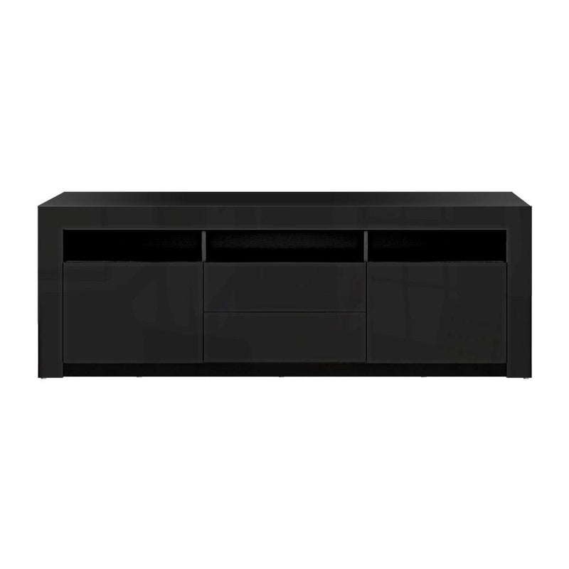 Artiss TV Cabinet Entertainment Unit Stand RGB LED High Gloss Furniture Storage Drawers Shelf 180cm Black - Payday Deals