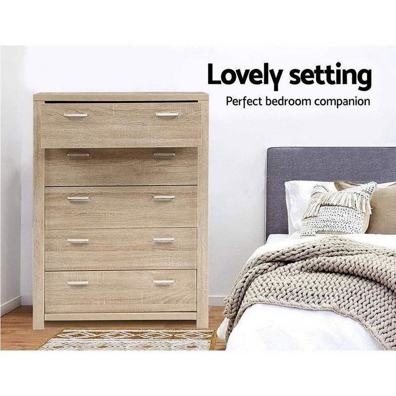 Artiss 5 Chest of Drawers Tallboy Dresser Table Bedroom Storage Cabinet - Payday Deals
