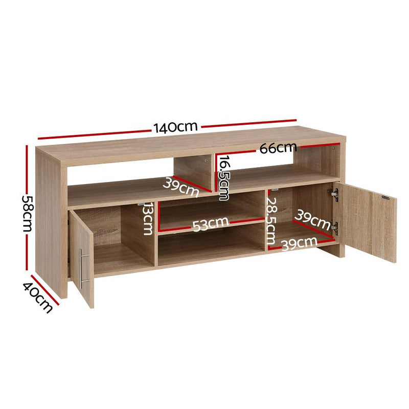 Artiss TV Cabinet Entertainment Unit Stand Storage Shelf Sideboard 140cm Oak - Payday Deals