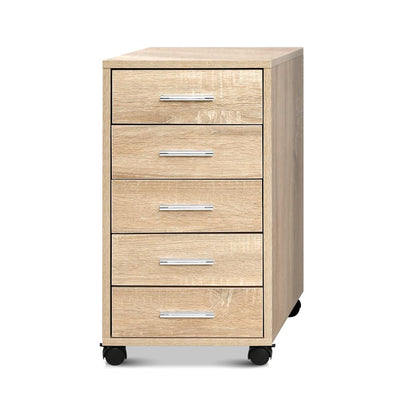 5 Drawer Filing Cabinet Storage Drawers Wood Study Office School File Cupboard - Payday Deals