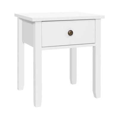 Bedside Tables Drawer Side Table Nightstand White Storage Cabinet White Lamp - Payday Deals