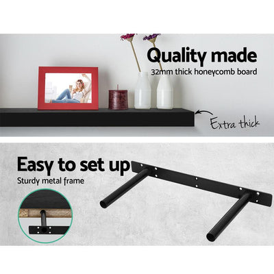 Artiss 3 Piece Floating Wall Shelves - Black - Payday Deals
