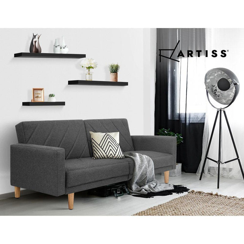 Artiss 3 Piece Floating Wall Shelves - Black - Payday Deals