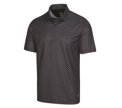 Greg Norman Mens ML75 Microlux Iron Print Polo Golf Shirt - Black