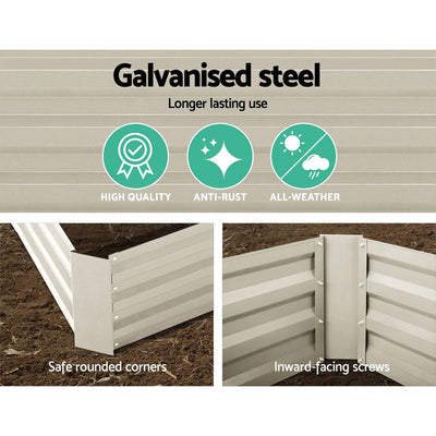 Greenfingers 2x Galvanised Steel Raised Garden Bed Instant Planter Cream 150cmx90cm - Payday Deals