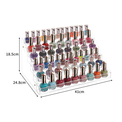 6 Tier Clear Acrylic Nail Polish Varnish Cosmetics Display Stand Rack Organiser - Payday Deals