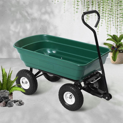 Gardeon 75L Garden Dump Cart - Green - Payday Deals