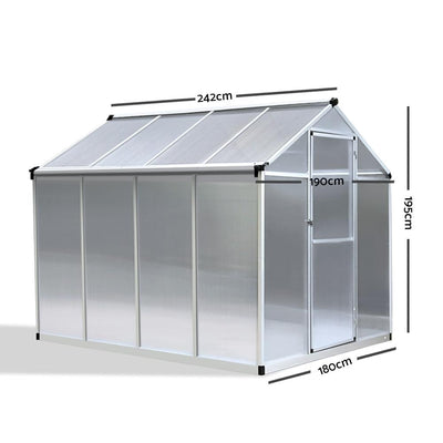 Greenfingers Greenhouse Aluminium Green House Garden Shed Greenhouses 2.42x1.9M - Payday Deals