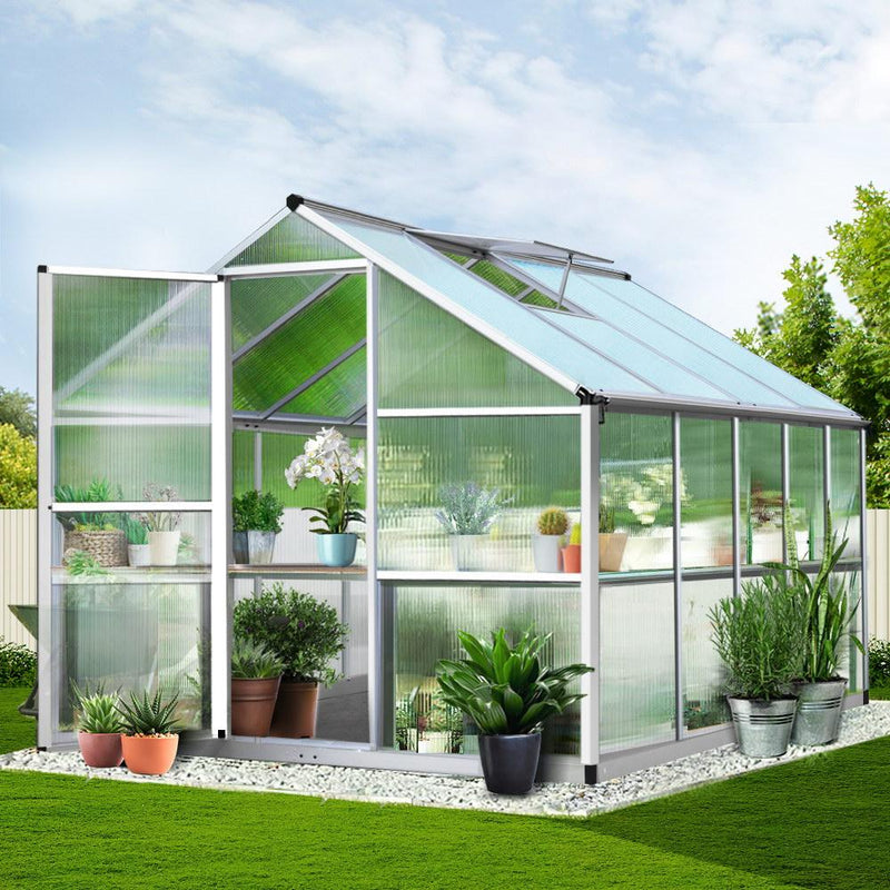 Greenfingers Greenhouse Aluminium Green House Garden Shed Greenhouses 3.02x2.5M - Payday Deals