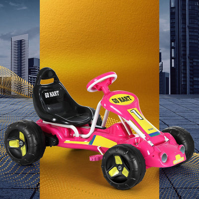 Rigo Kids Pedal Go Kart Ride On Toys Racing Car Plastic Tyre Pink
