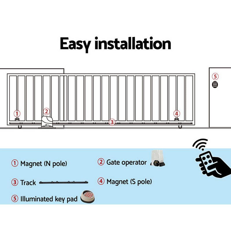 LockMaster Electric Sliding Gate Opener 1800KG With Keypad Remote 6M Rail - Payday Deals