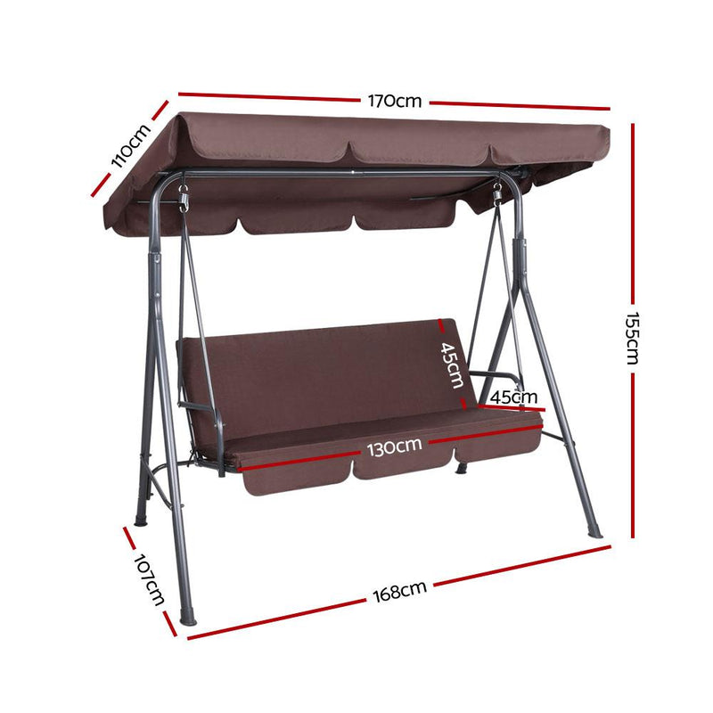 Gardeon Outdoor Swing Chair Hammock 3 Seater Garden Canopy Bench Seat Backyard - Payday Deals