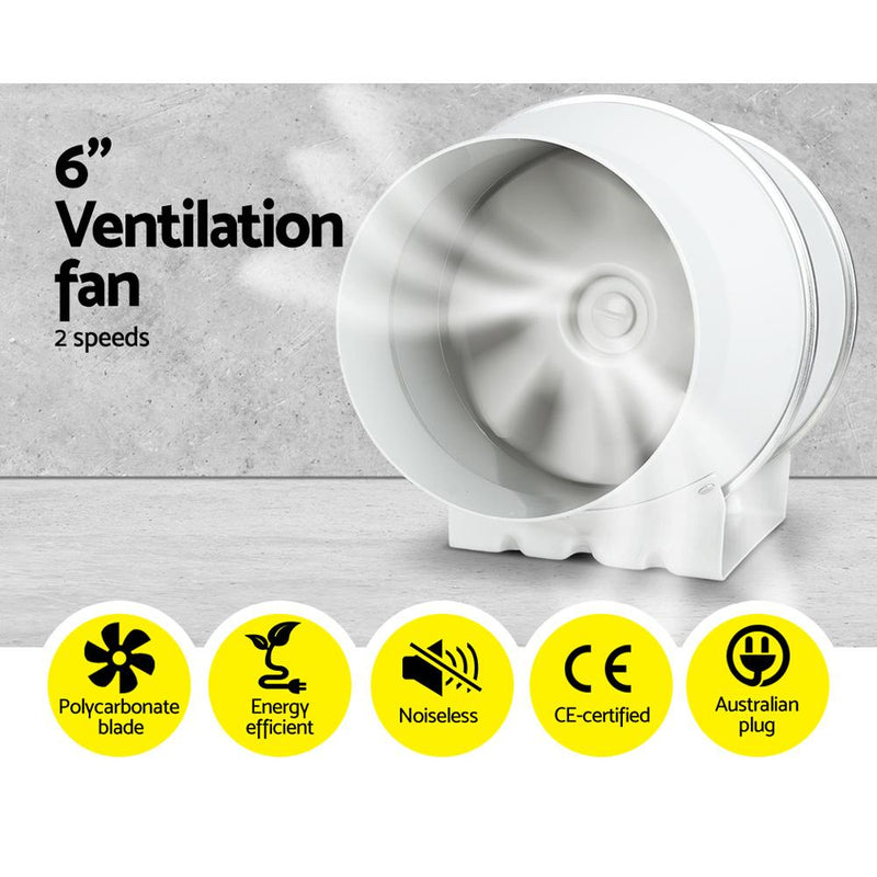 Greenfingers 6" Hydroponics Grow Tent Kit Ventilation Kit Fan Carbon Filter Duct - Payday Deals