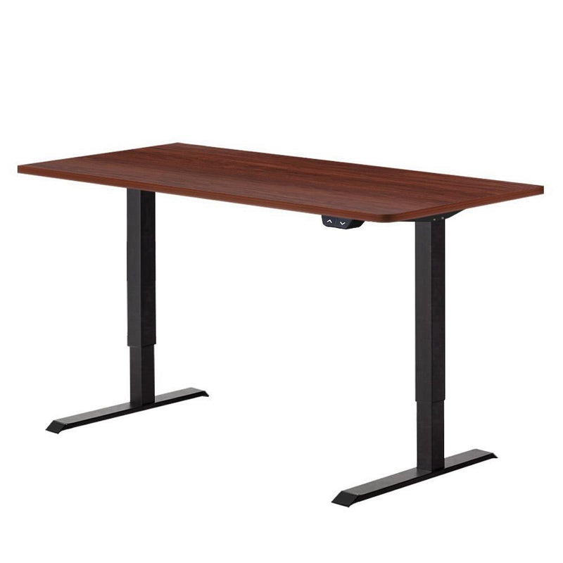 Artiss Standing Desk Adjustable Height Desk Electric Motorised Black Frame Walnut Desk Top 140cm - Payday Deals